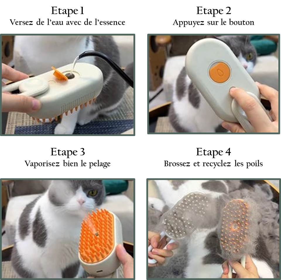 BROSSE POUR CHAT - Brosse à vapeur | VapoBrush™ - La Chattitude