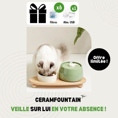 CeramFountain™ | Fontaine & Gamelle en céramique sans fil pour chats & chiens - La Chattitude