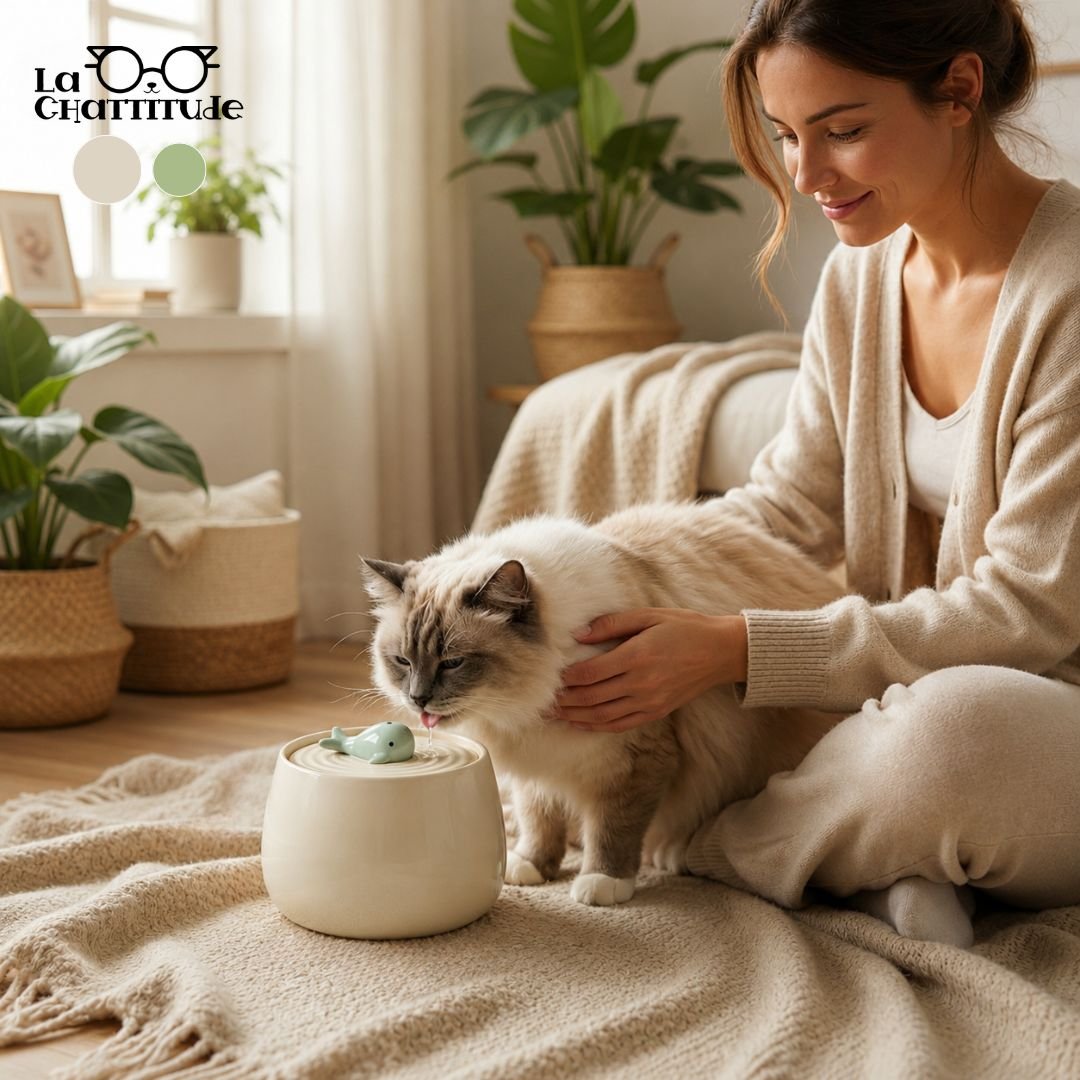 Fontaine a eau chat | Céramique - CeramFountain™ - La Chattitude