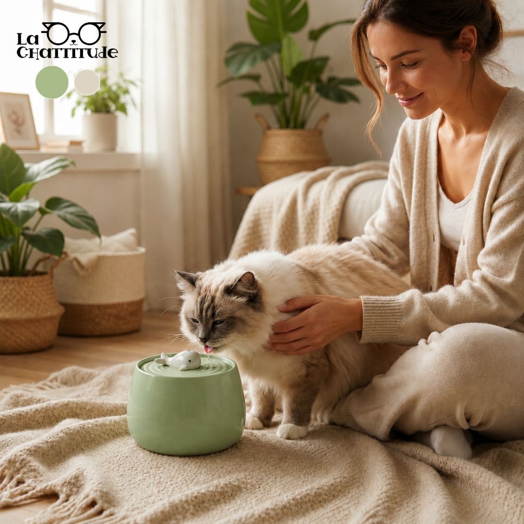 Fontaine a eau chat | Céramique - CeramFountain™ - La Chattitude