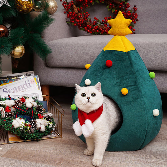 niche-pour-chat-noel-sapin