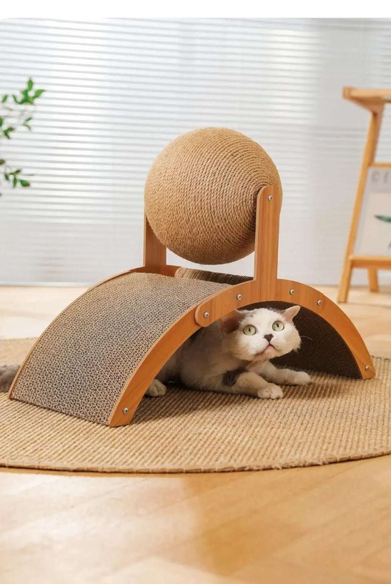 ScratchBall™ | Jouet - Grattoir 2 en 1 en bois pour chats - La Chattitude