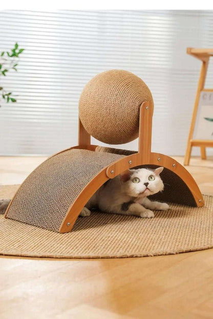 ScratchBall™ | Jouet - Grattoir 2 en 1 en bois pour chats - La Chattitude