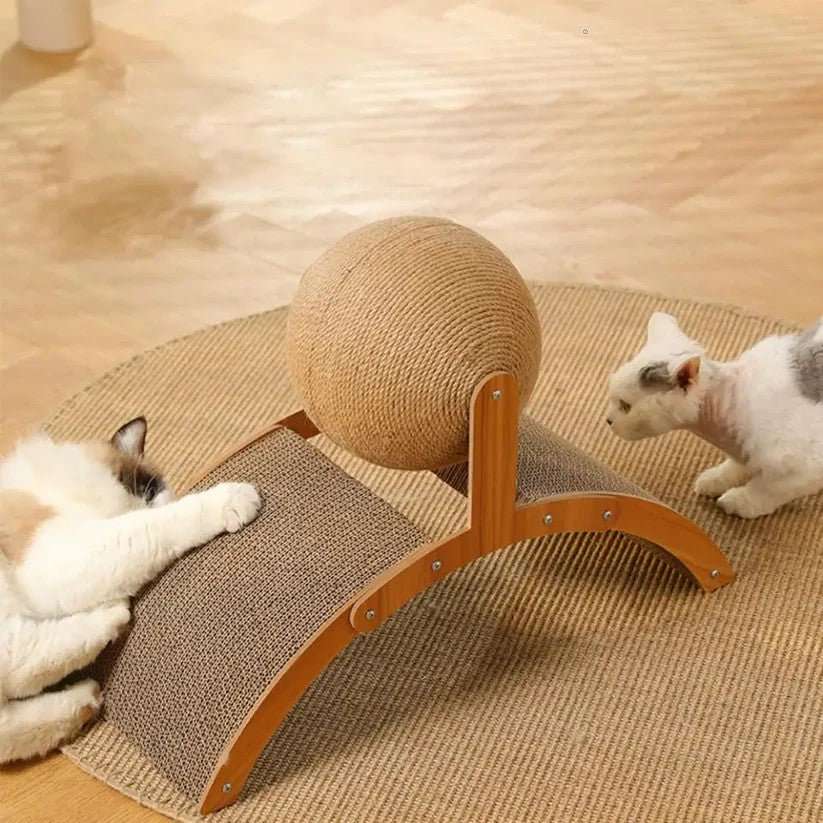 ScratchBall™ | Jouet - Grattoir 2 en 1 en bois pour chats - La Chattitude