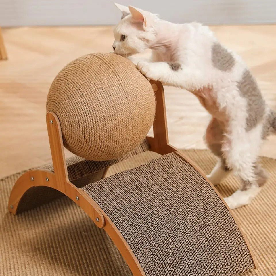 ScratchBall™ | Jouet - Grattoir 2 en 1 en bois pour chats - La Chattitude